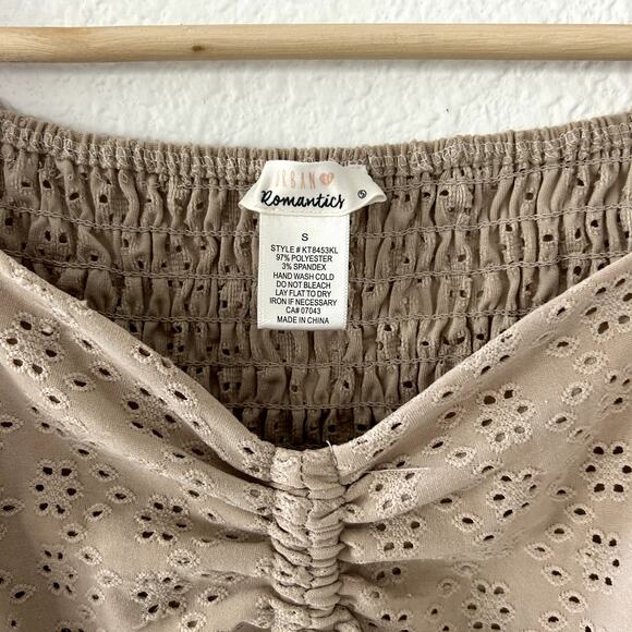 Urban Romantics Eyelet Cropped Top - Small - Cottagecore Y2K Milkmaid Coquette - Picture 4 of 7